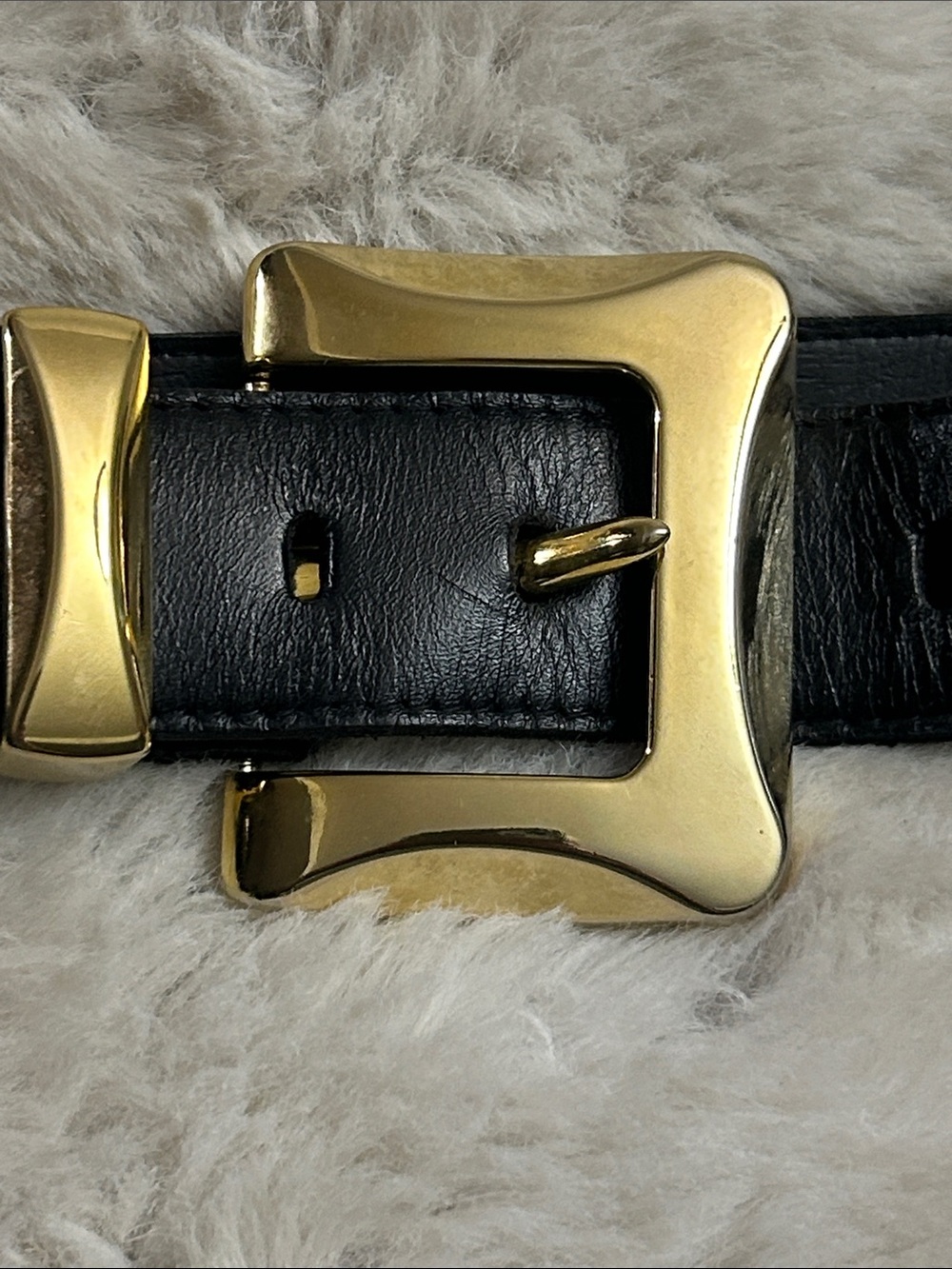 Vintage MCM gold tone belt buckle with unbranded belt